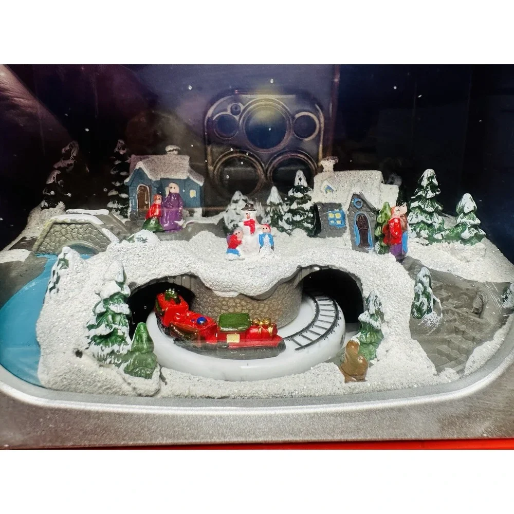Vintage Christmas Decor Red  TV Music Box with Animated